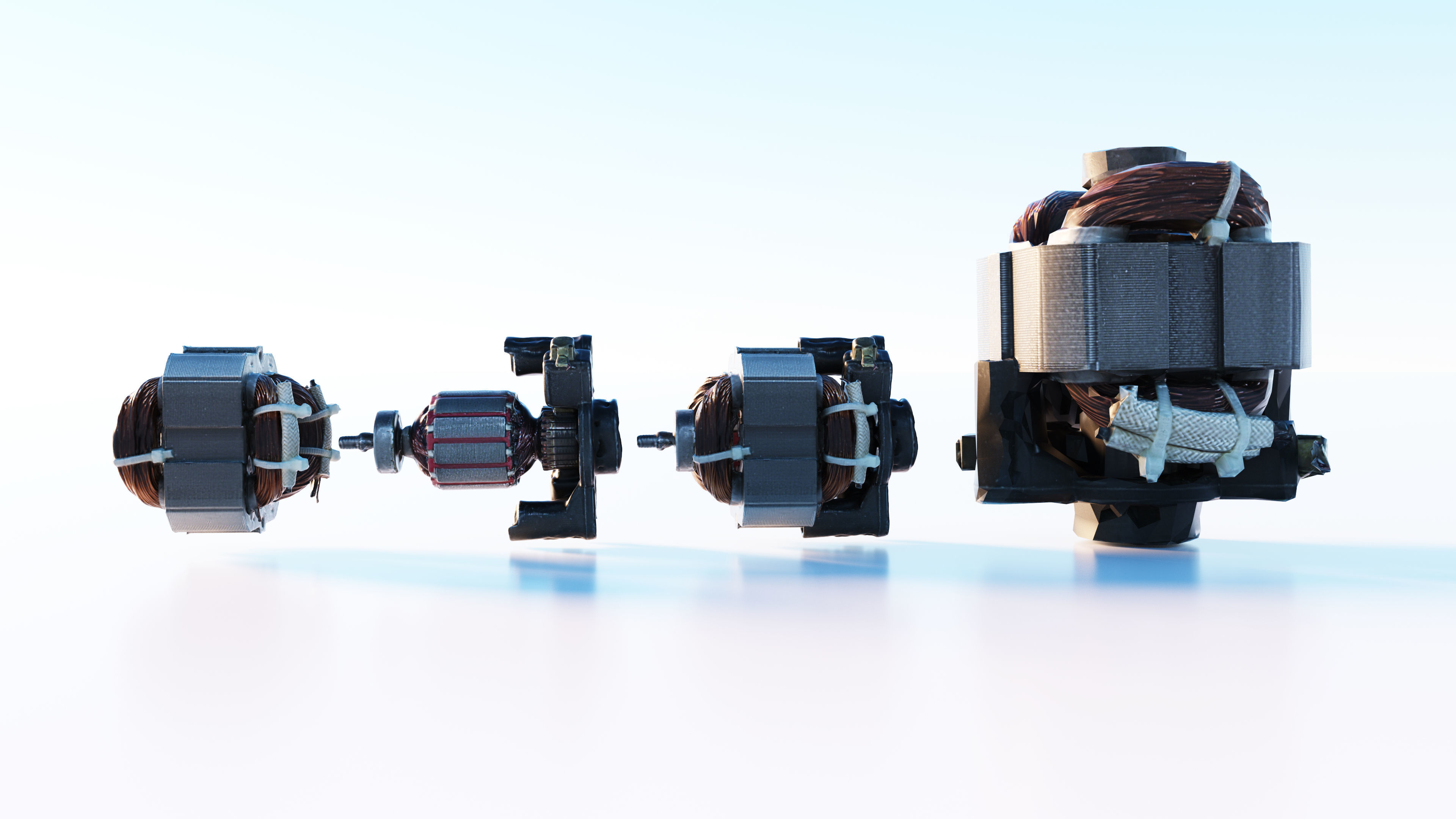 Electric motor Low-poly 3D model_2