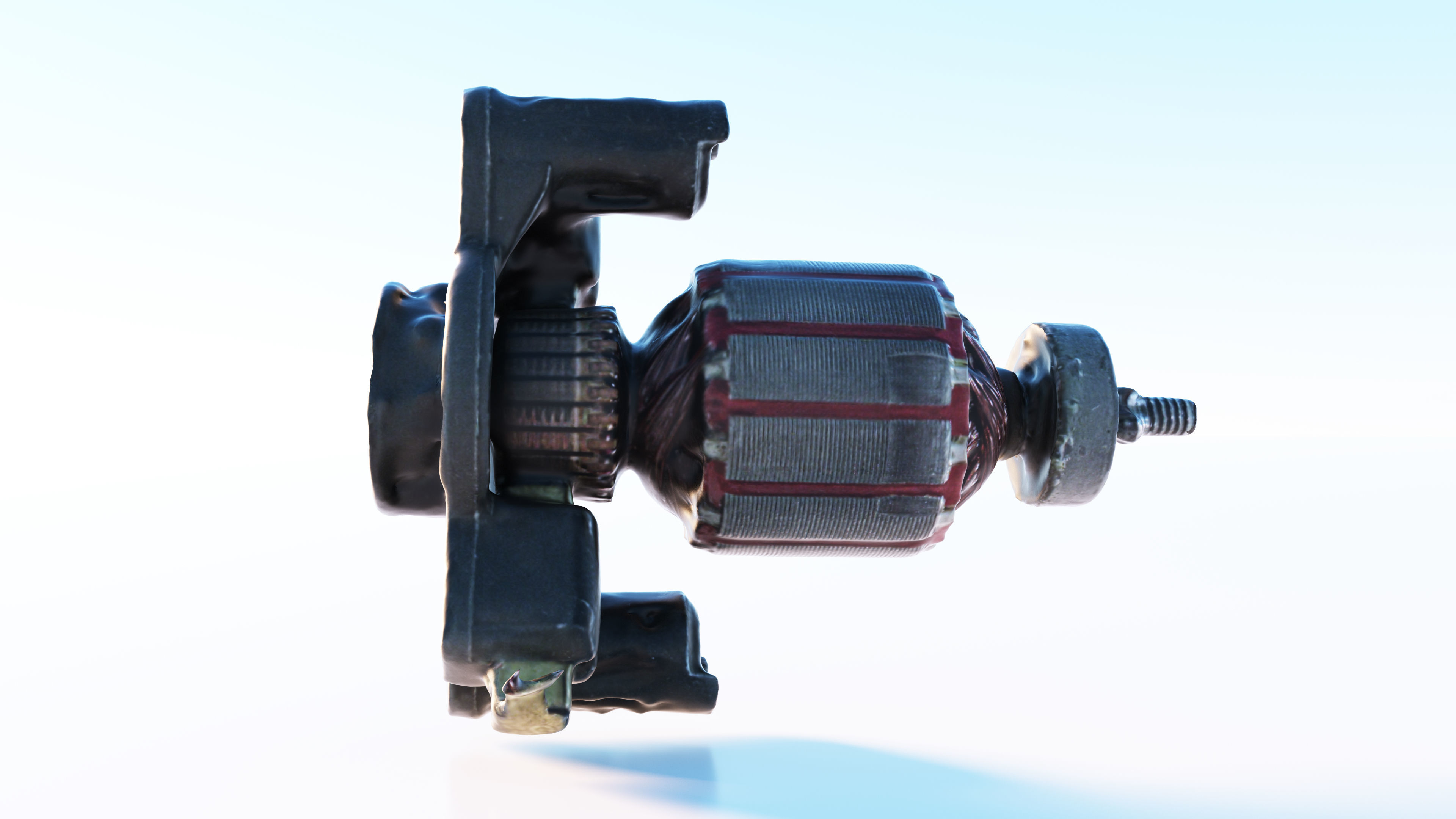 Electric motor Low-poly 3D model_7