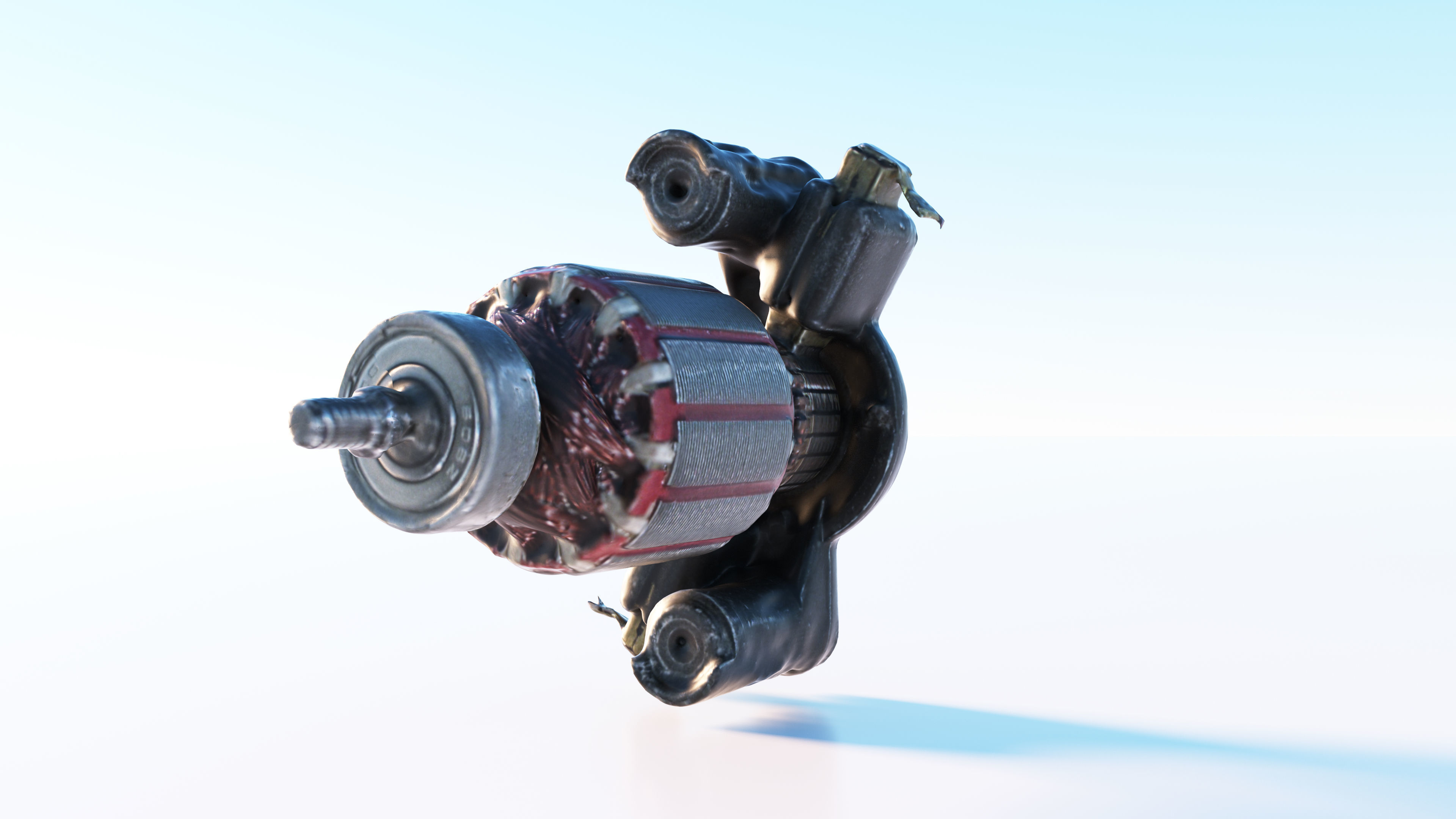 Electric motor Low-poly 3D model_4