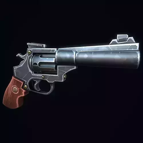Stylized Magnum Revolver Low-poly 3D model