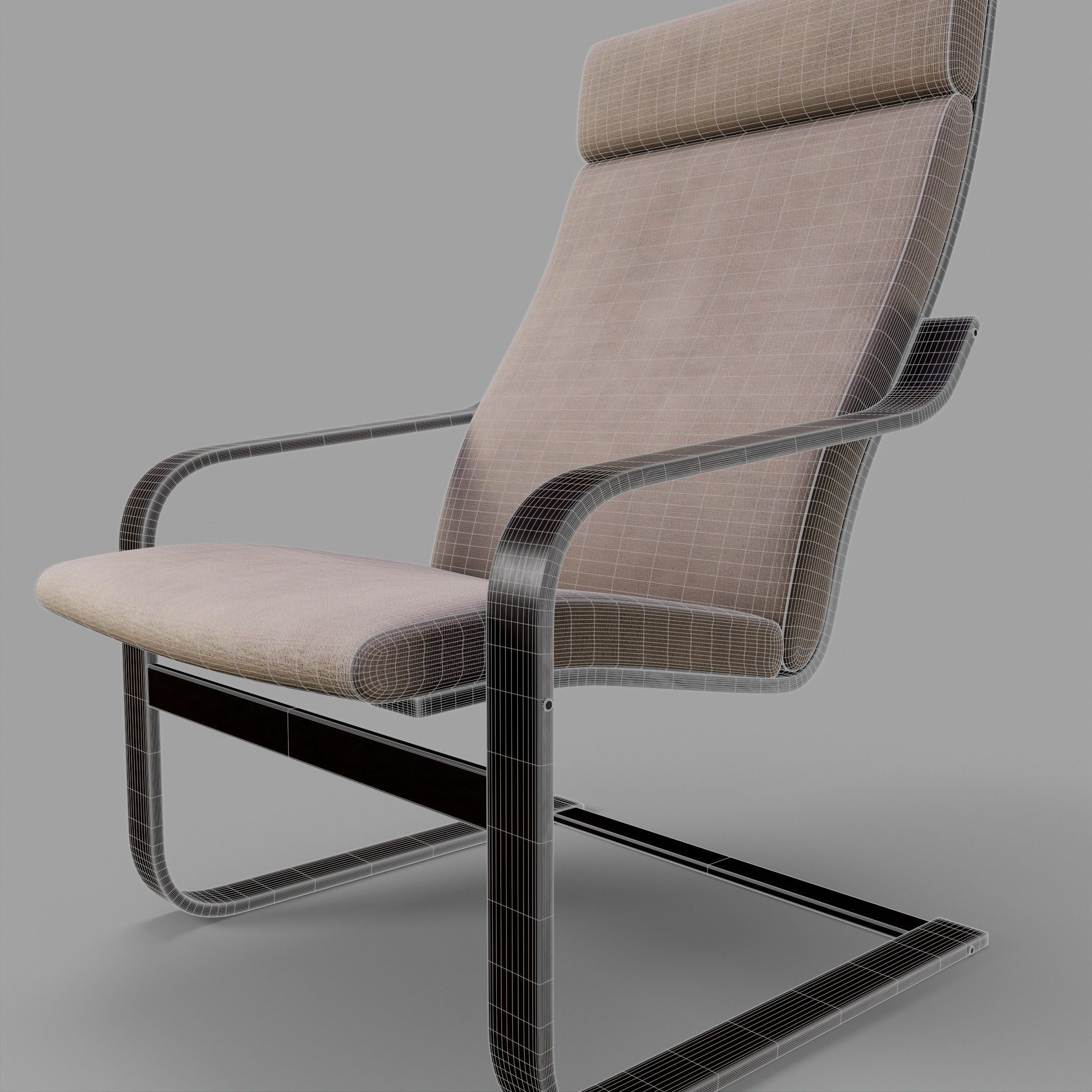 Poaeng Arm Chair Model Low-poly 3D model Low-poly 3D model_4