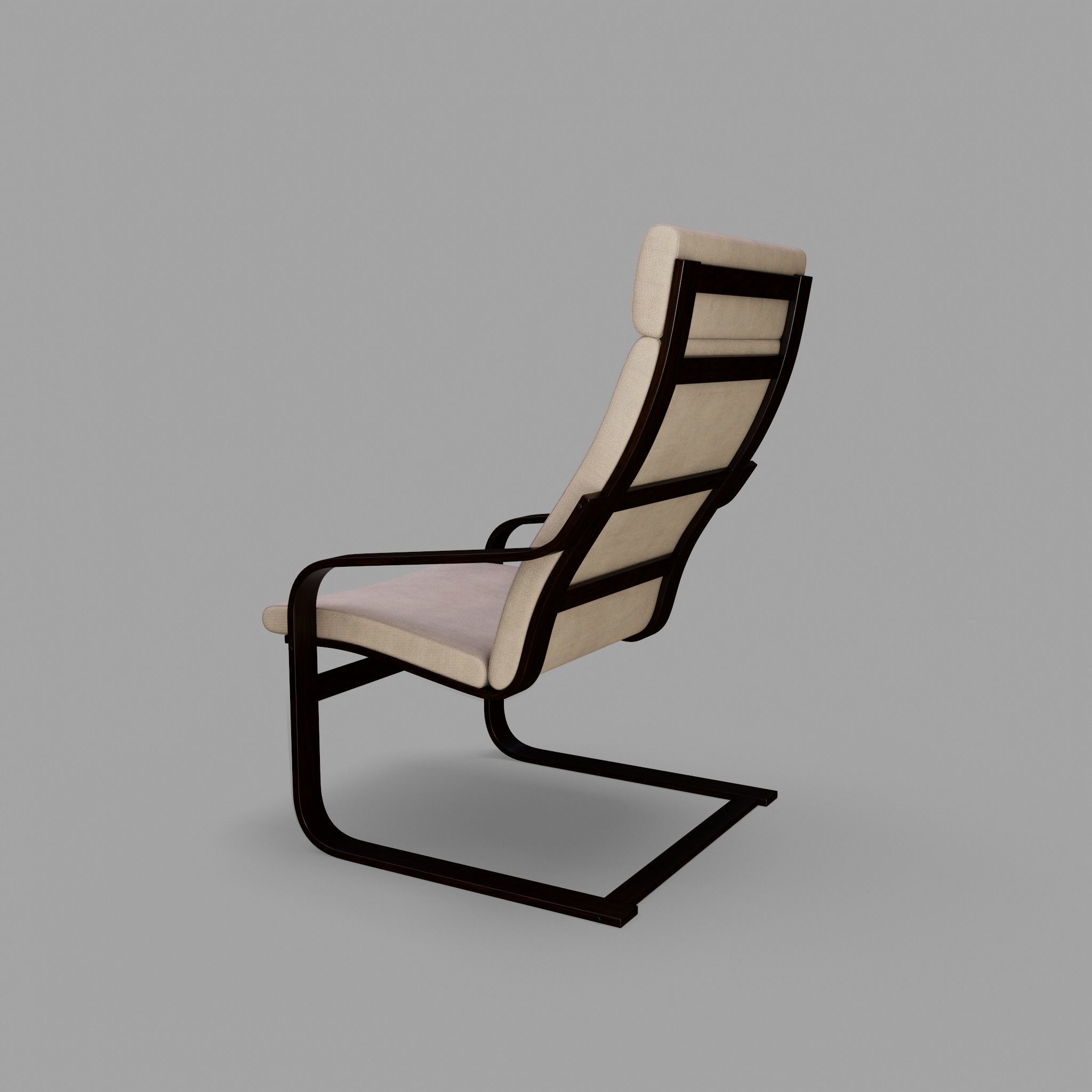 Poaeng Arm Chair Model Low-poly 3D model Low-poly 3D model_2