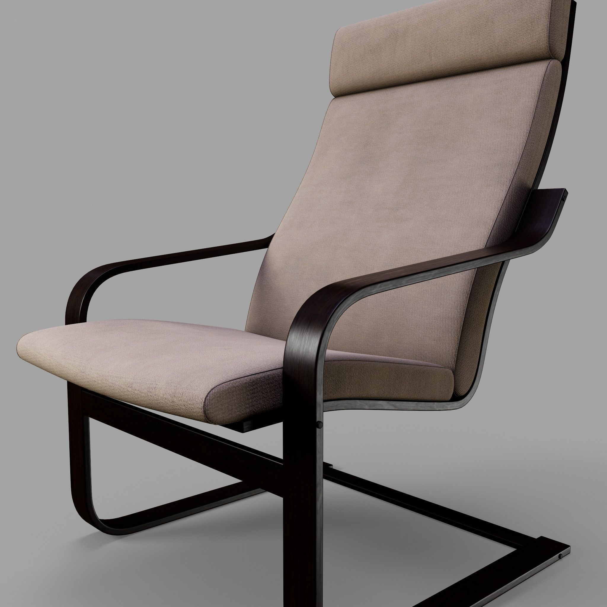 Poaeng Arm Chair Model Low-poly 3D model Low-poly 3D model_3