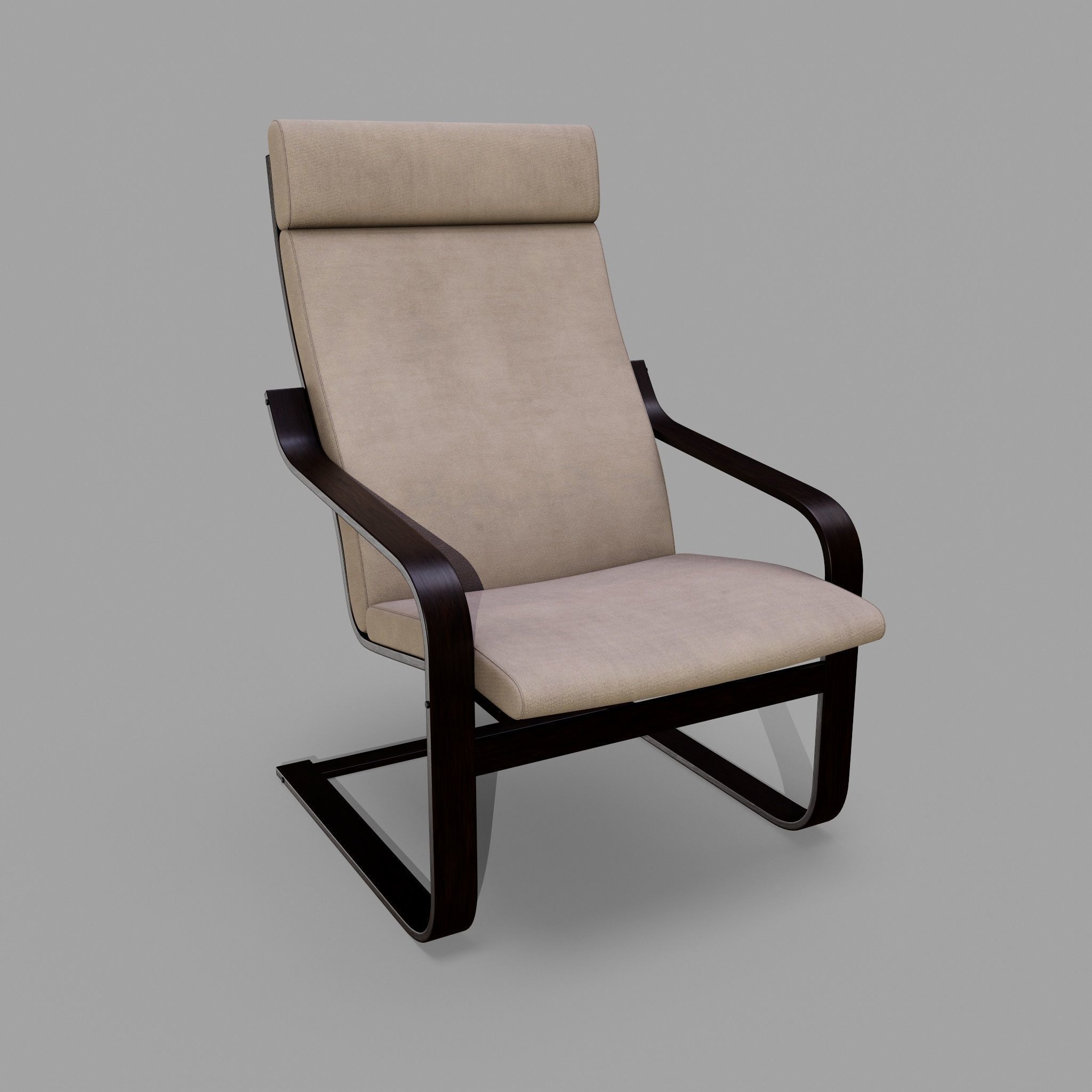 Poaeng Arm Chair Model Low-poly 3D model Low-poly 3D model_1