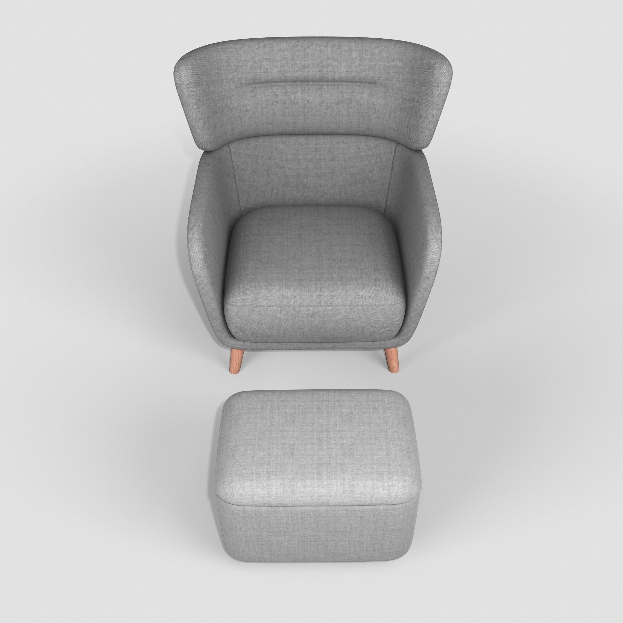 Oskarshamn Lounge Chair and Foot Stool Low-poly 3D model Low-poly 3D model_4