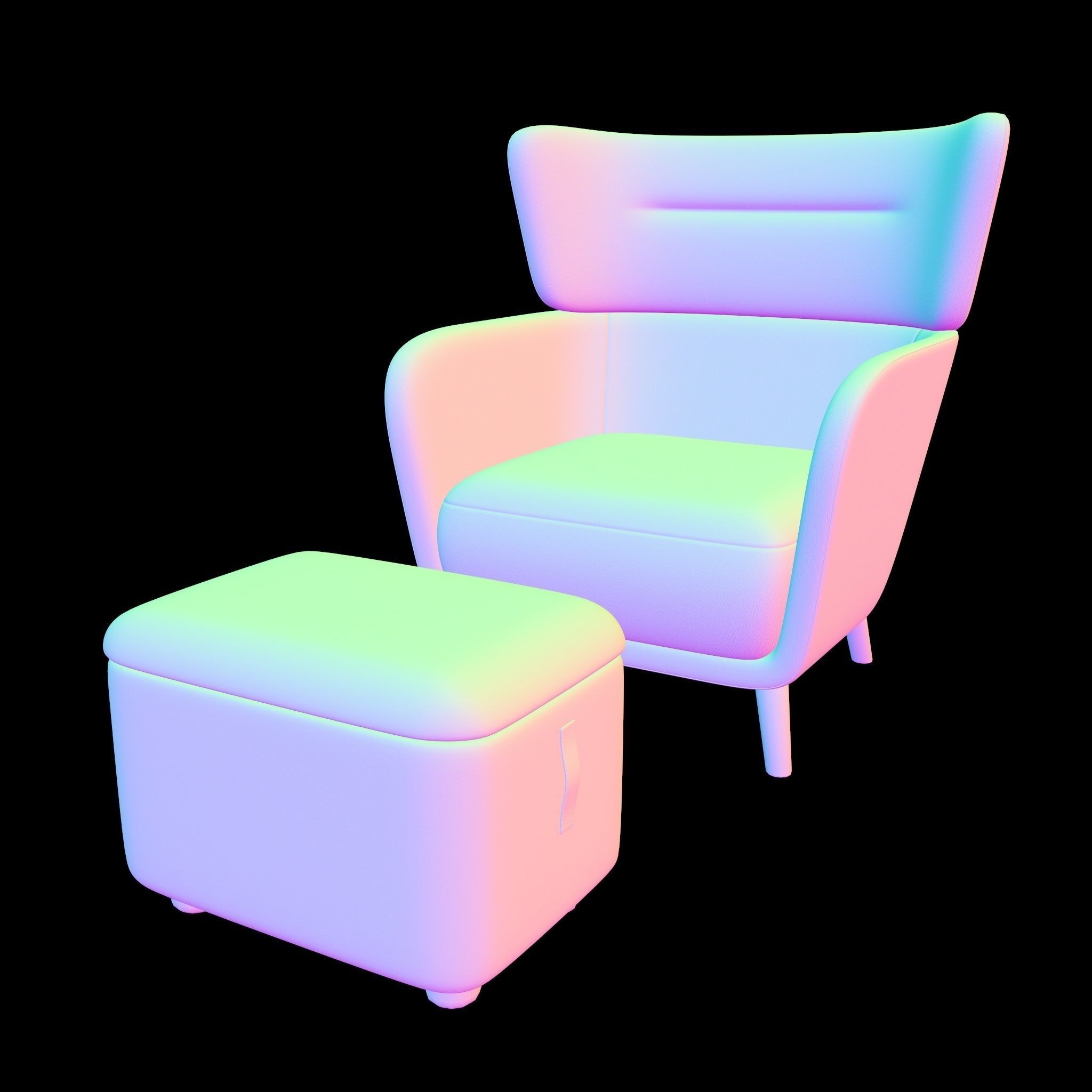 Oskarshamn Lounge Chair and Foot Stool Low-poly 3D model Low-poly 3D model_9