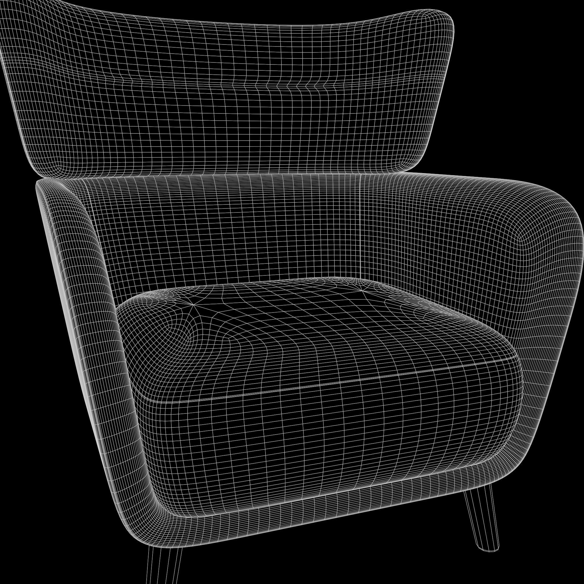 Oskarshamn Lounge Chair and Foot Stool Low-poly 3D model Low-poly 3D model_10