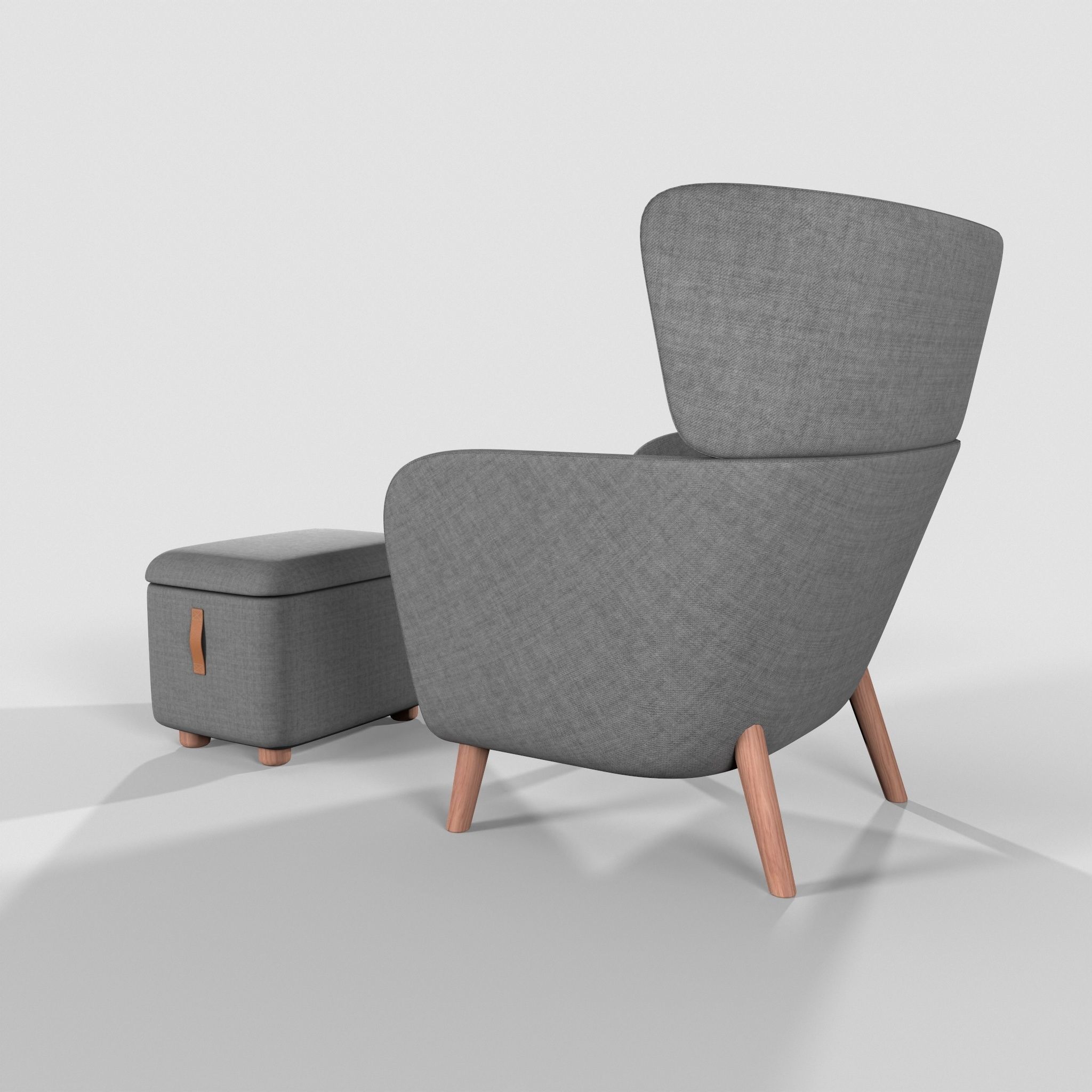 Oskarshamn Lounge Chair and Foot Stool Low-poly 3D model Low-poly 3D model_2