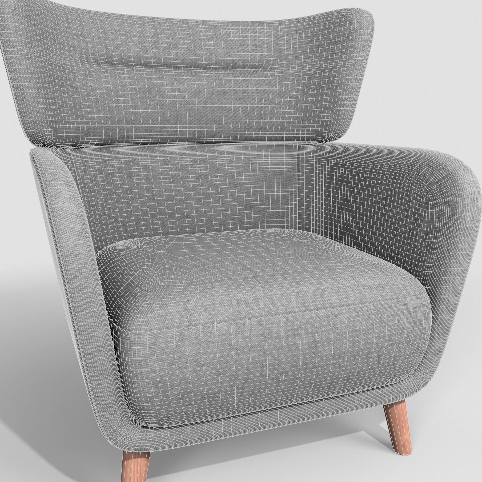 Oskarshamn Lounge Chair and Foot Stool Low-poly 3D model Low-poly 3D model_6