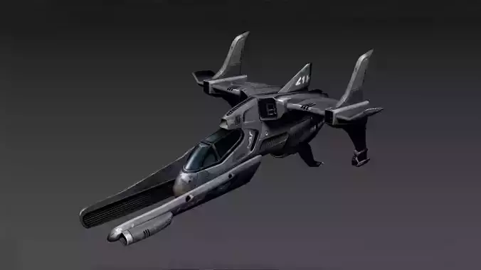 Game-ready Human Sci-fi spaceship Fighter Low-poly 3D model