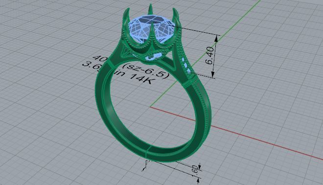 Round Diamond Ring 4025 3D print model_5