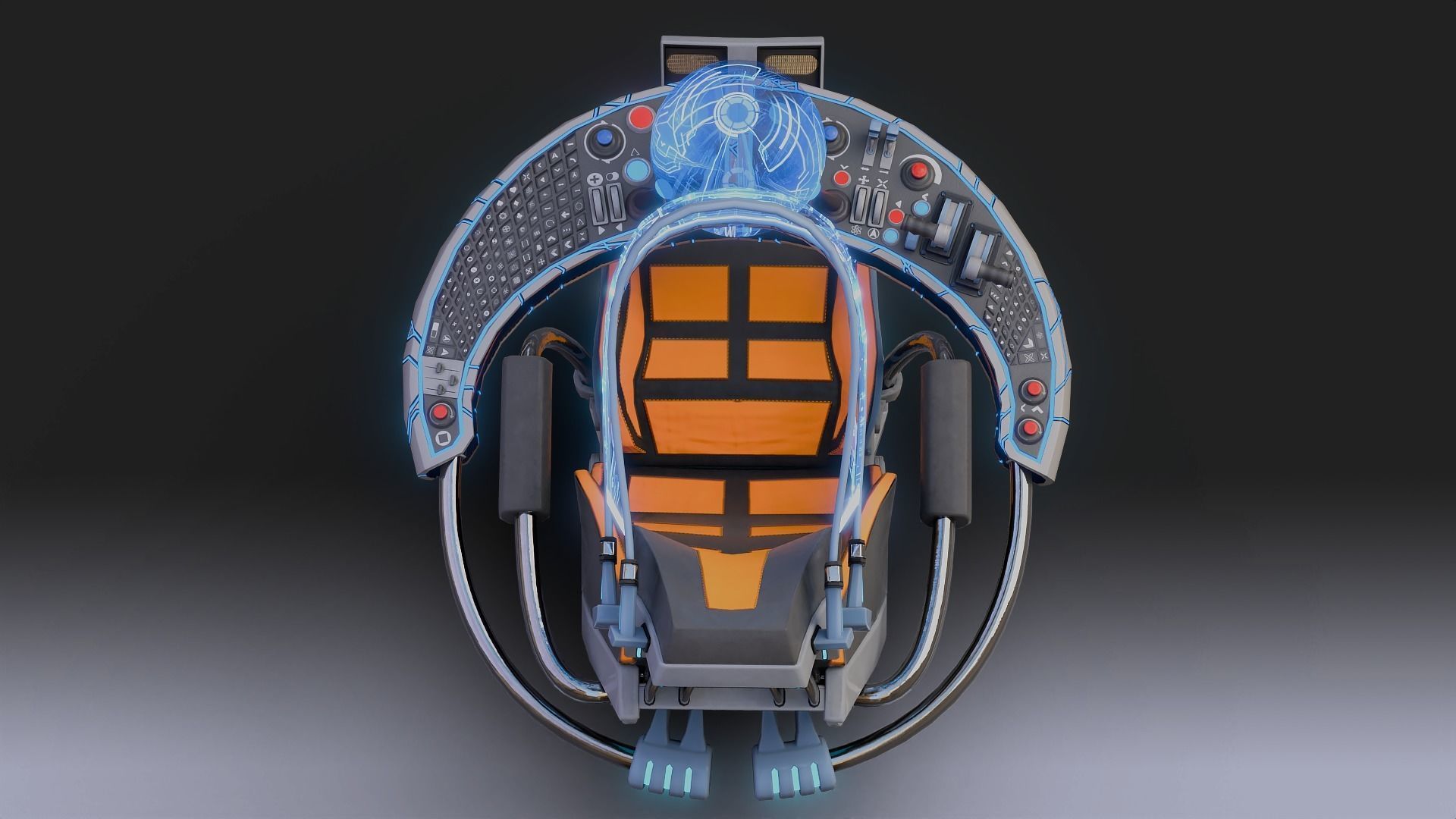 Sci fi Armchair Low-poly 3D model_8