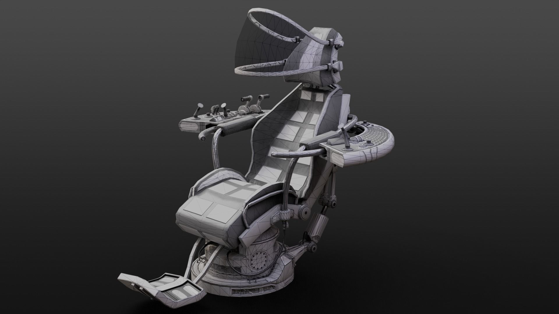 Sci fi Armchair Low-poly 3D model_11