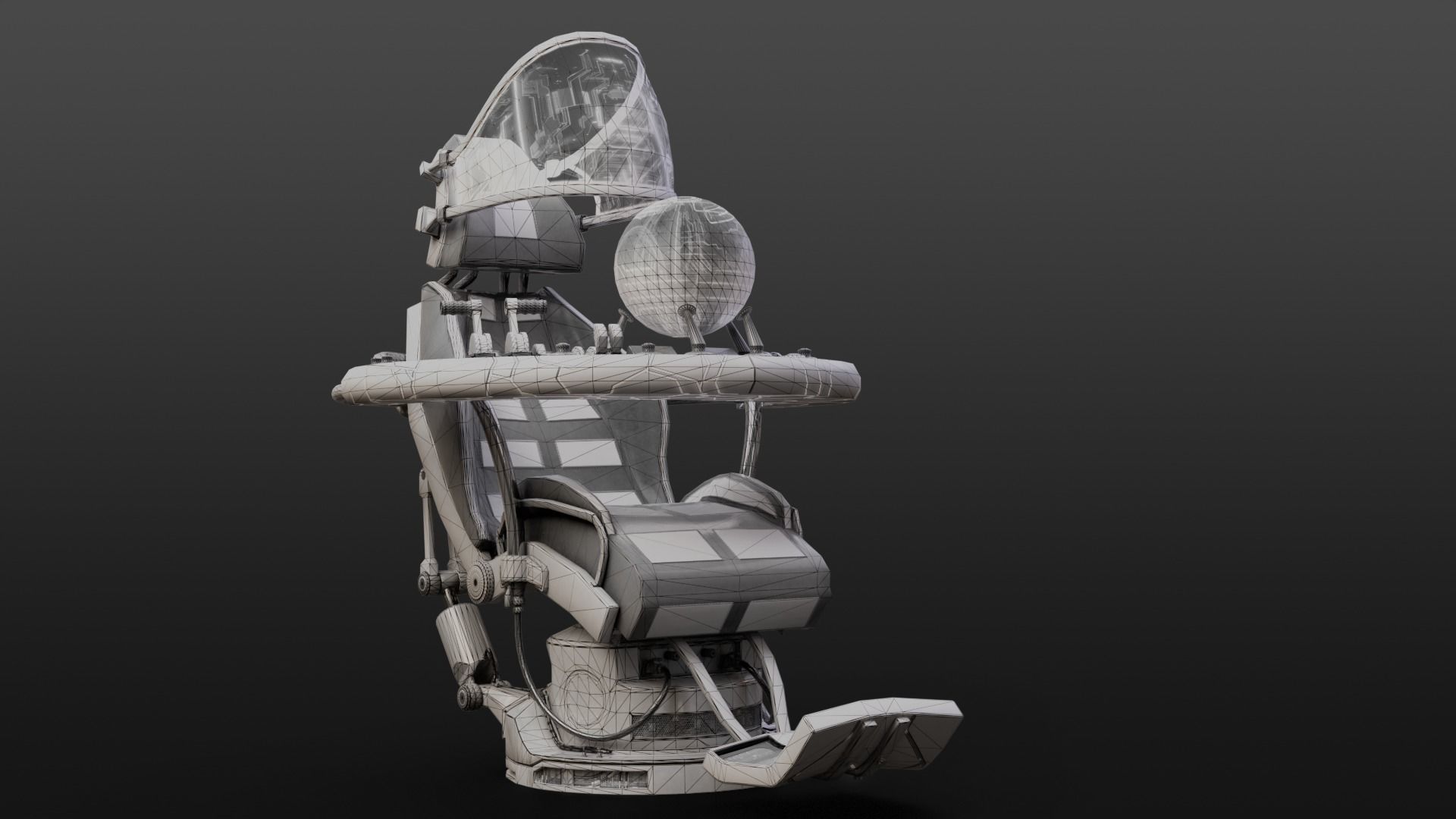 Sci fi Armchair Low-poly 3D model_13