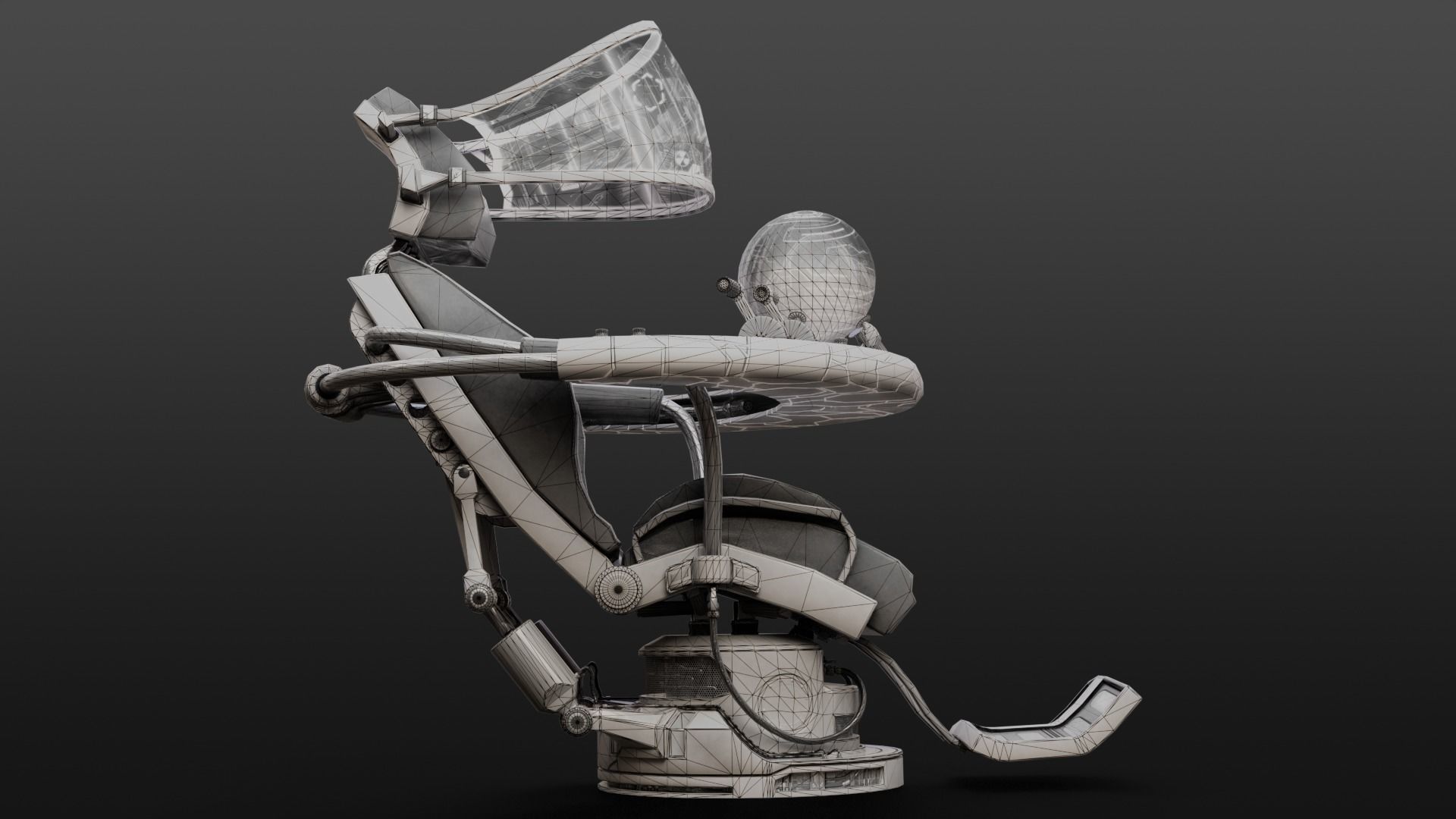 Sci fi Armchair Low-poly 3D model_12
