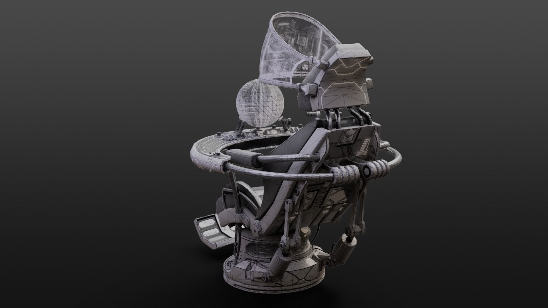 Sci fi Armchair Low-poly 3D model_15