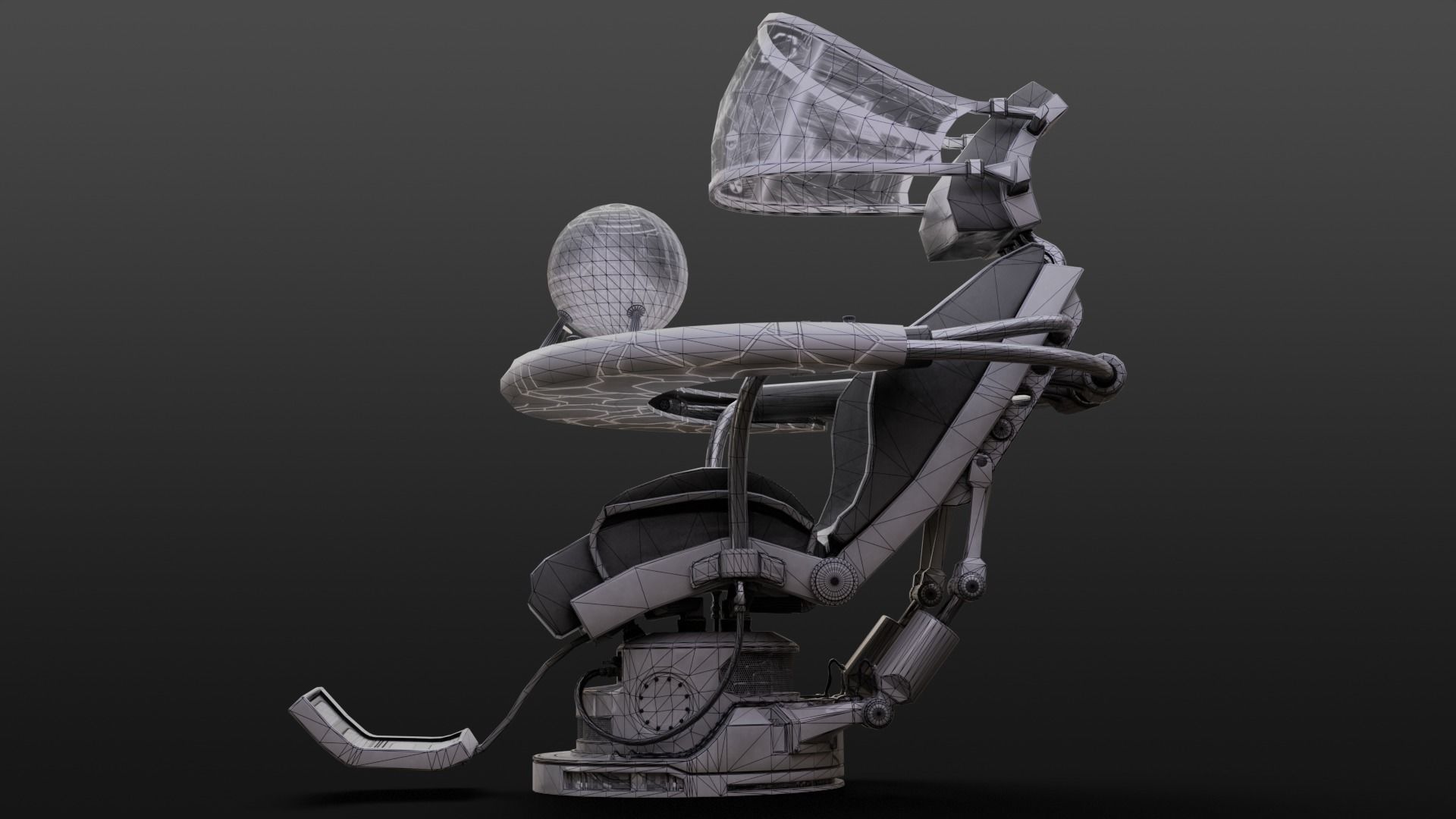 Sci fi Armchair Low-poly 3D model_14