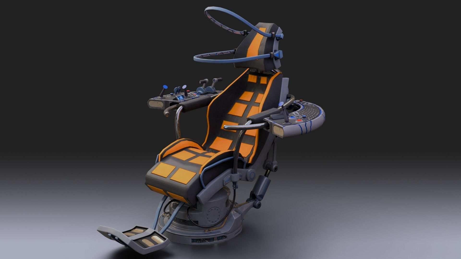 Sci fi Armchair Low-poly 3D model_3