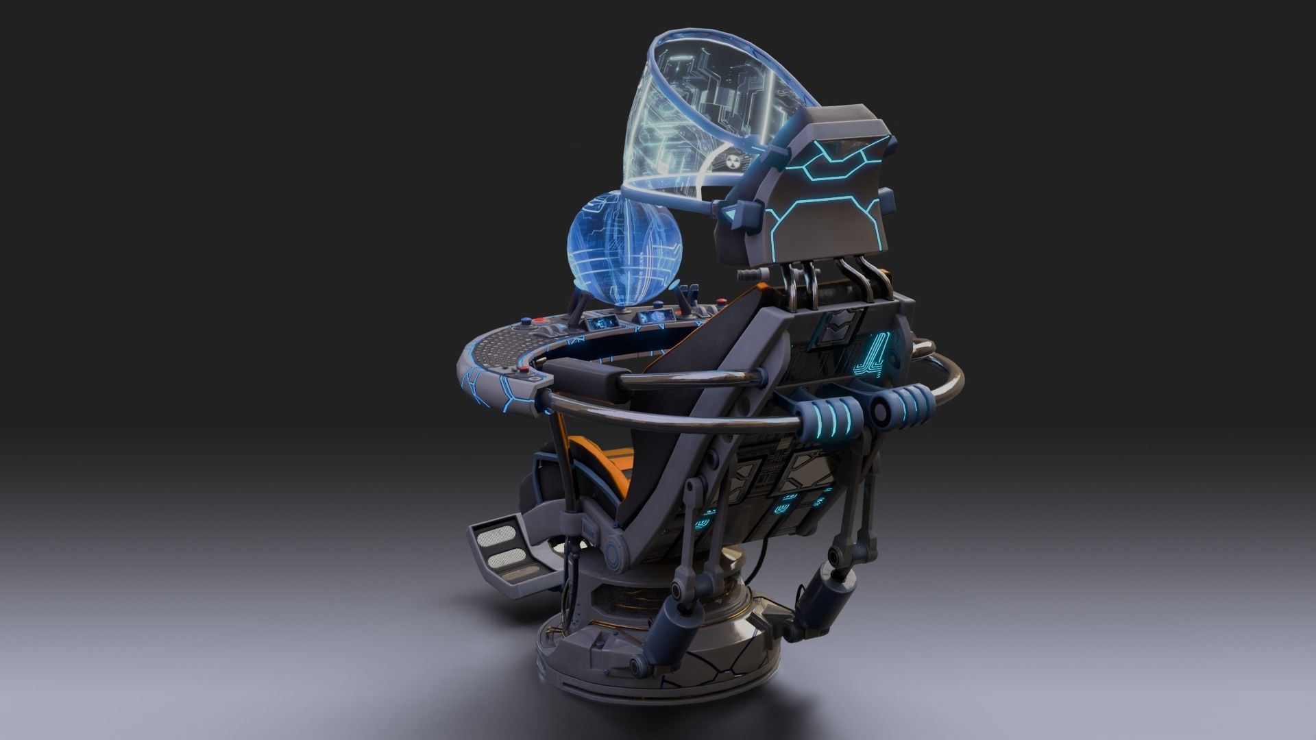 Sci fi Armchair Low-poly 3D model_7