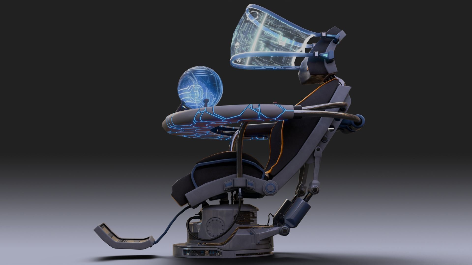 Sci fi Armchair Low-poly 3D model_6