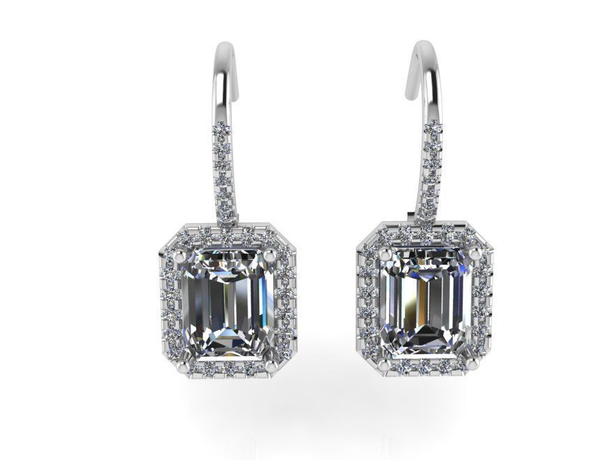 Emerald Halo Earring 4026 3D print model_2