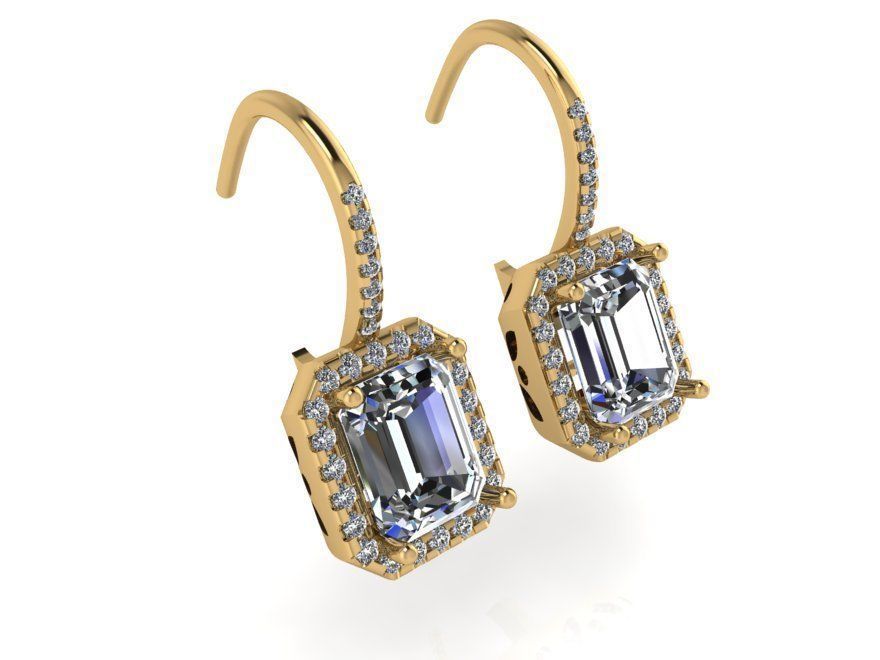 Emerald Halo Earring 4026 3D print model_1