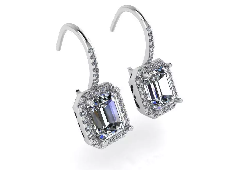 Emerald Halo Earring 4026 3D print model_0