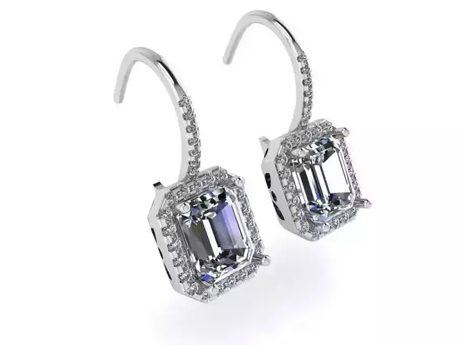 Emerald Halo Earring 4026 3D print model