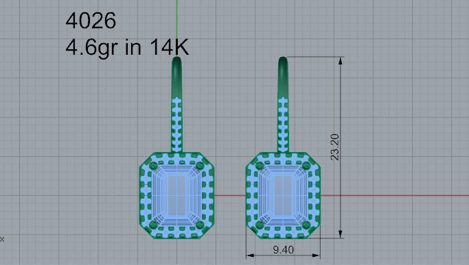 Emerald Halo Earring 4026 3D print model_4