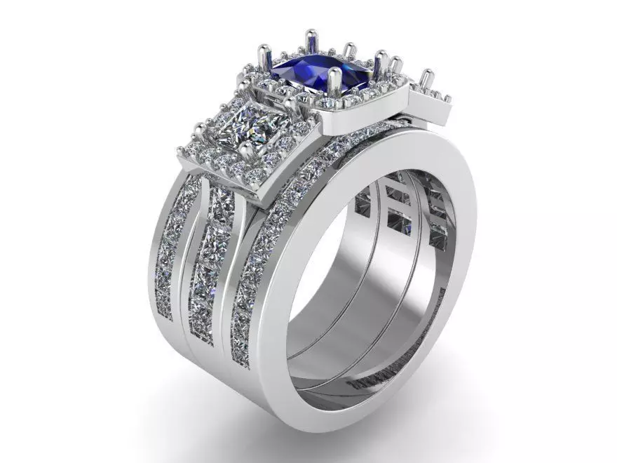 Halo Ring With 2 Channel Setting Band 4030 3D print model