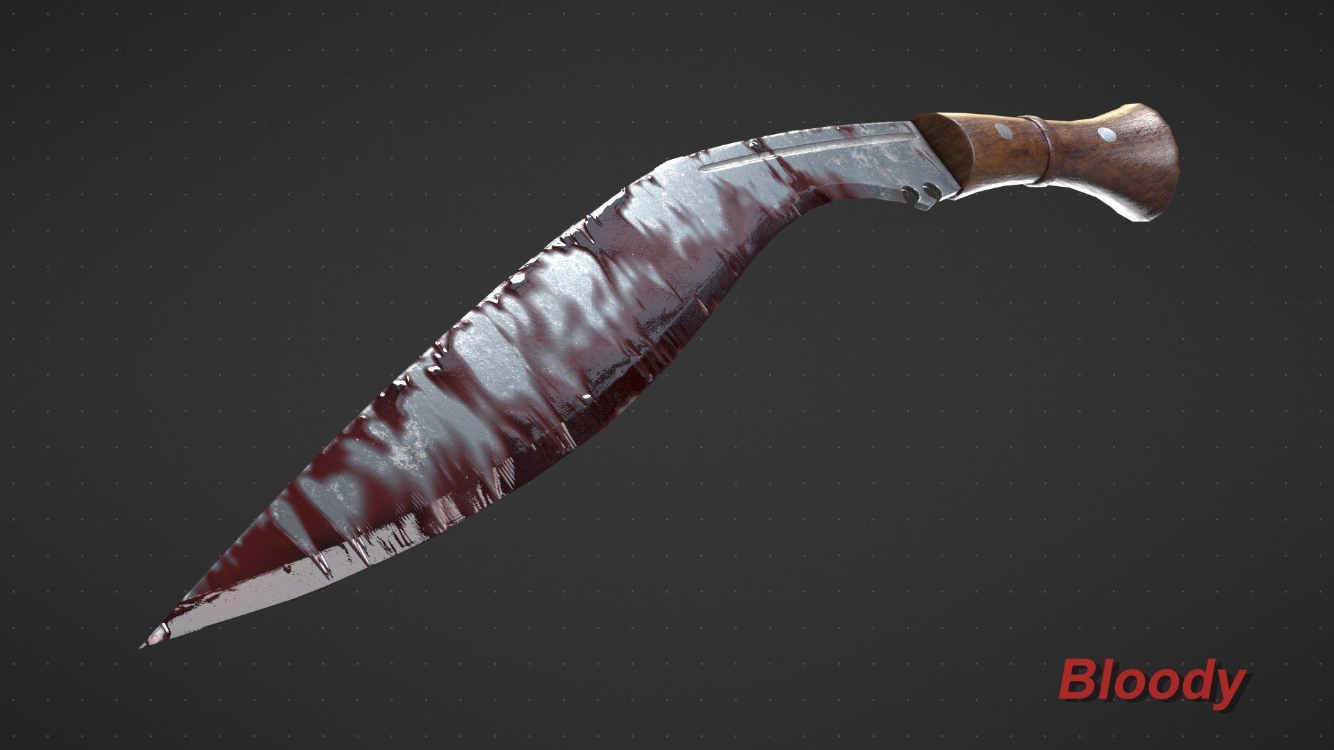 Kukri Machete Game Ready Low-poly 3D model_13
