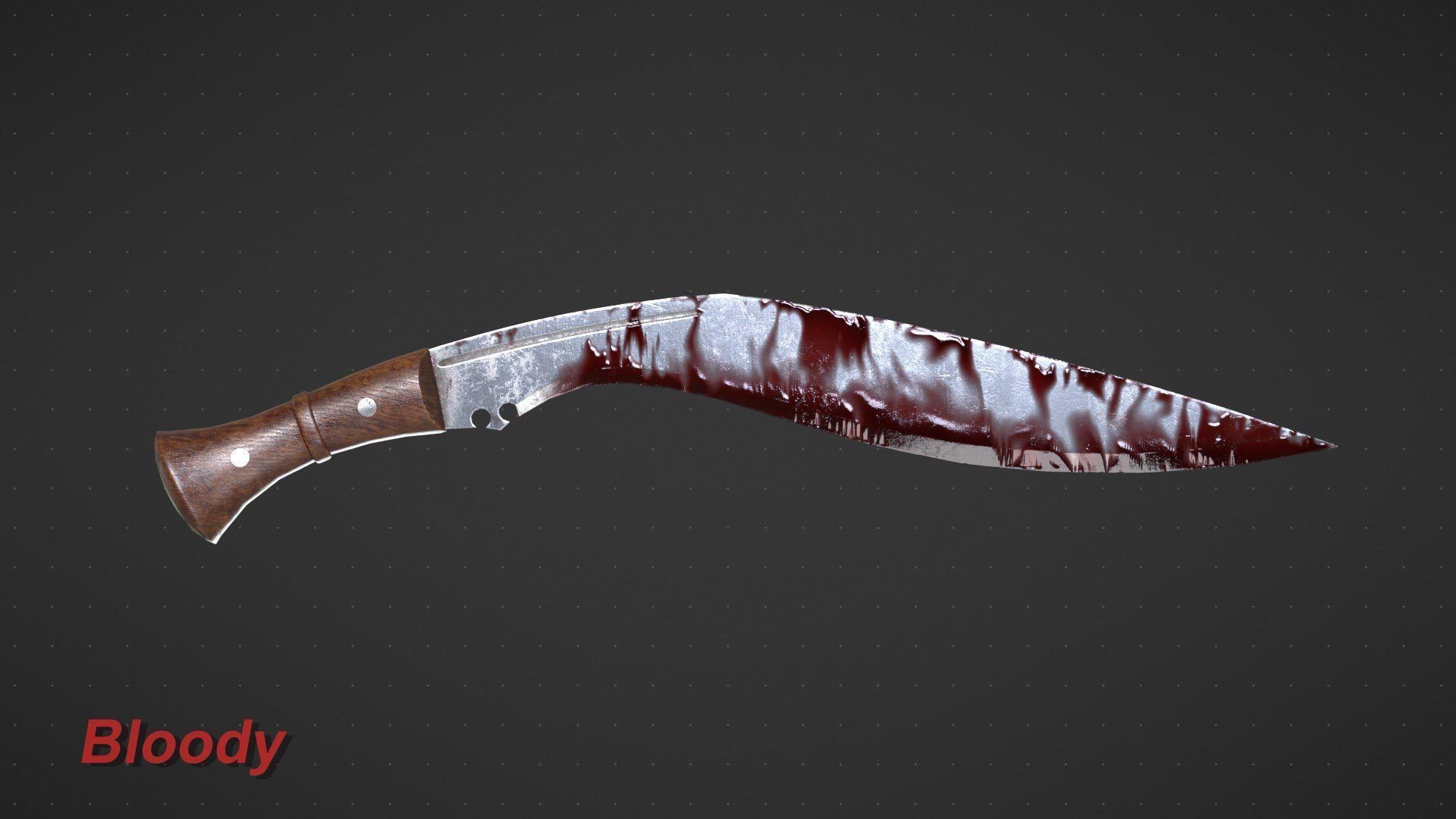 Kukri Machete Game Ready Low-poly 3D model_11