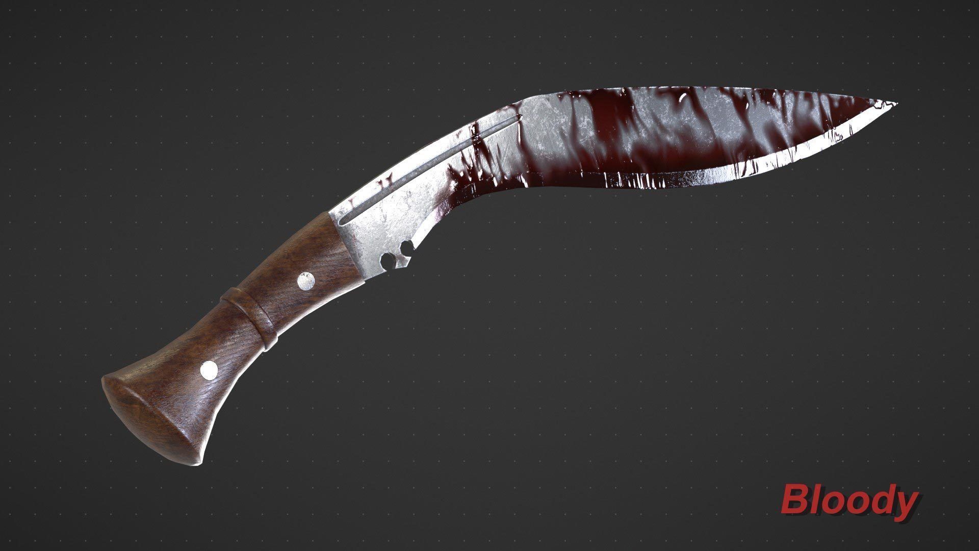 Kukri Machete Game Ready Low-poly 3D model_7