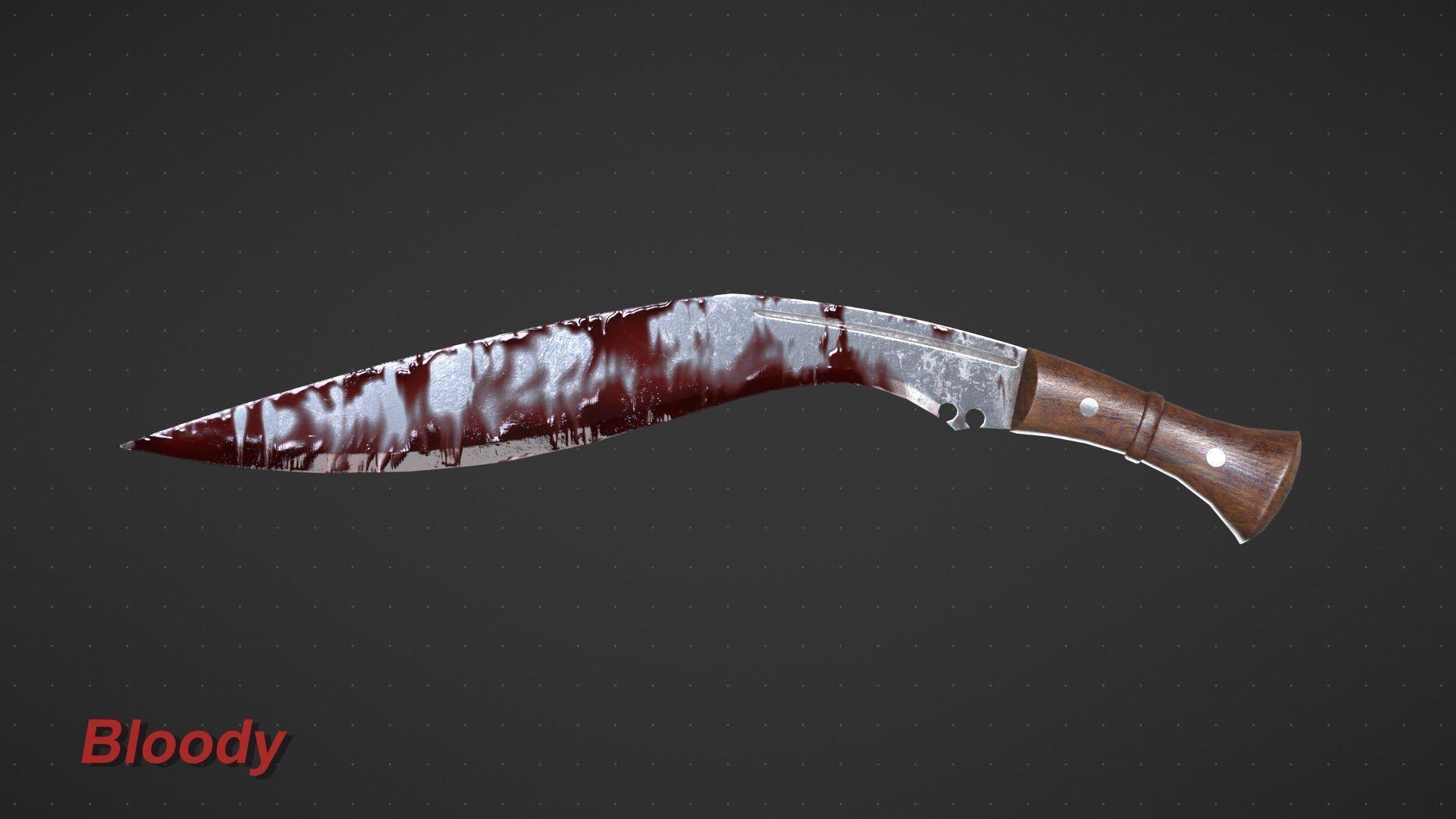 Kukri Machete Game Ready Low-poly 3D model_9