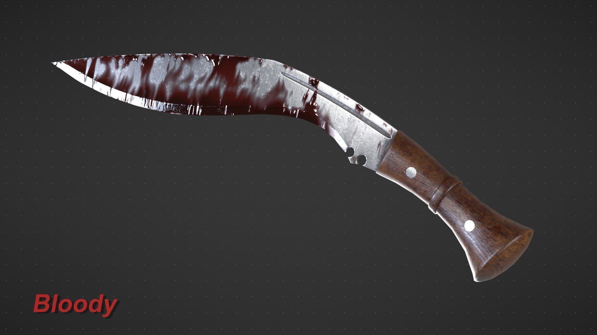 Kukri Machete Game Ready Low-poly 3D model_5
