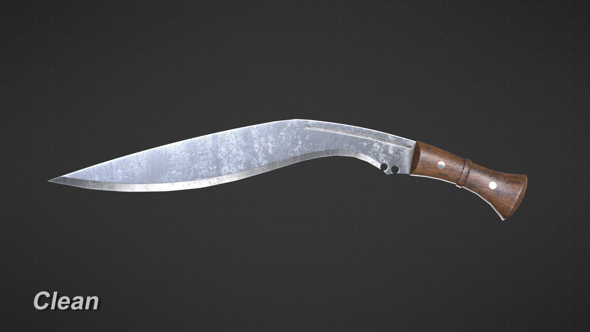 Kukri Machete Game Ready Low-poly 3D model_8