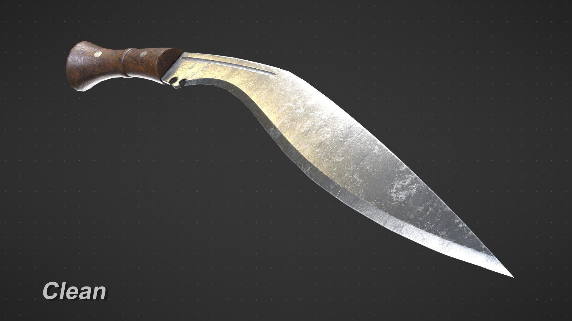 Kukri Machete Game Ready Low-poly 3D model_14