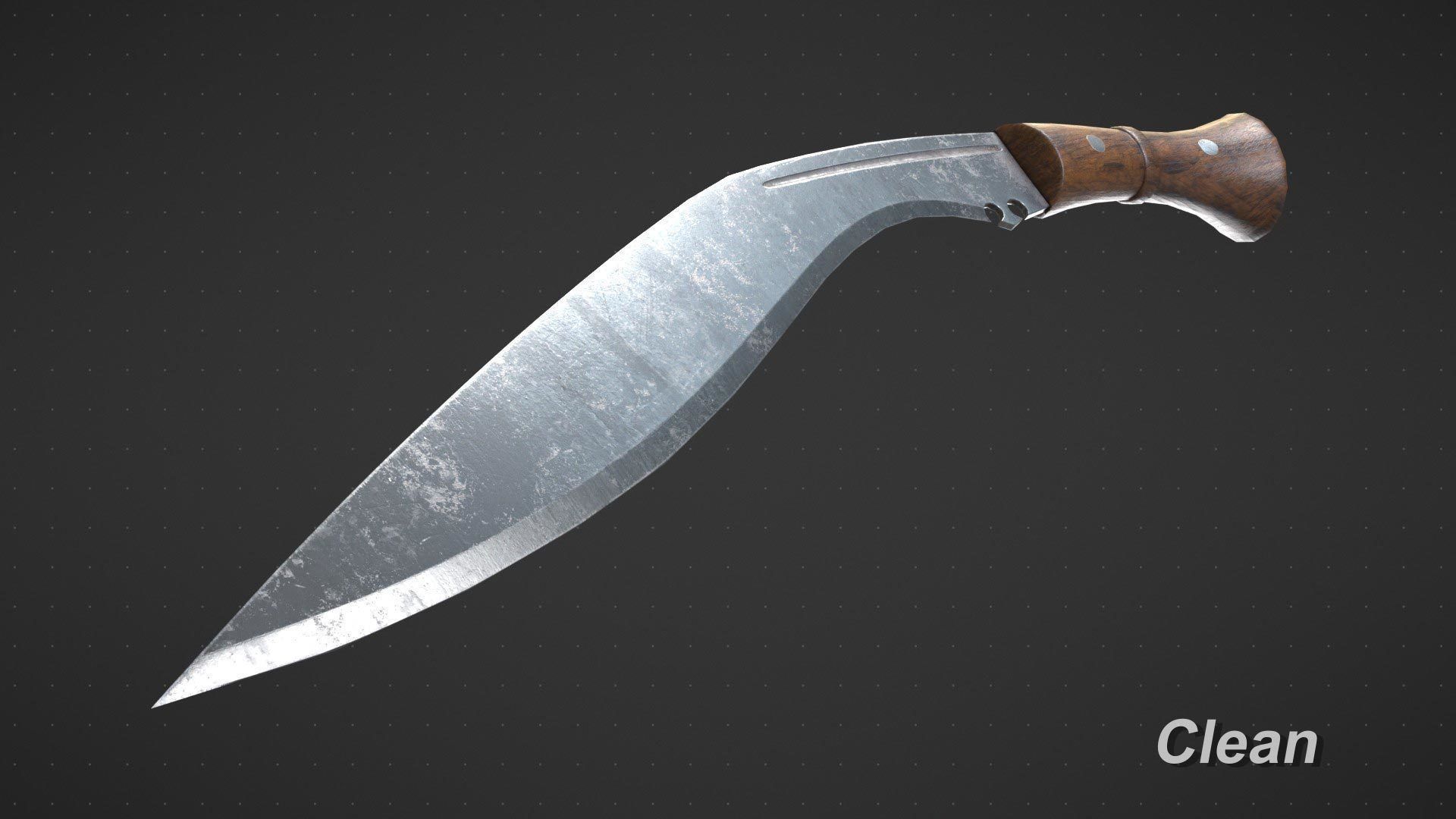 Kukri Machete Game Ready Low-poly 3D model_12