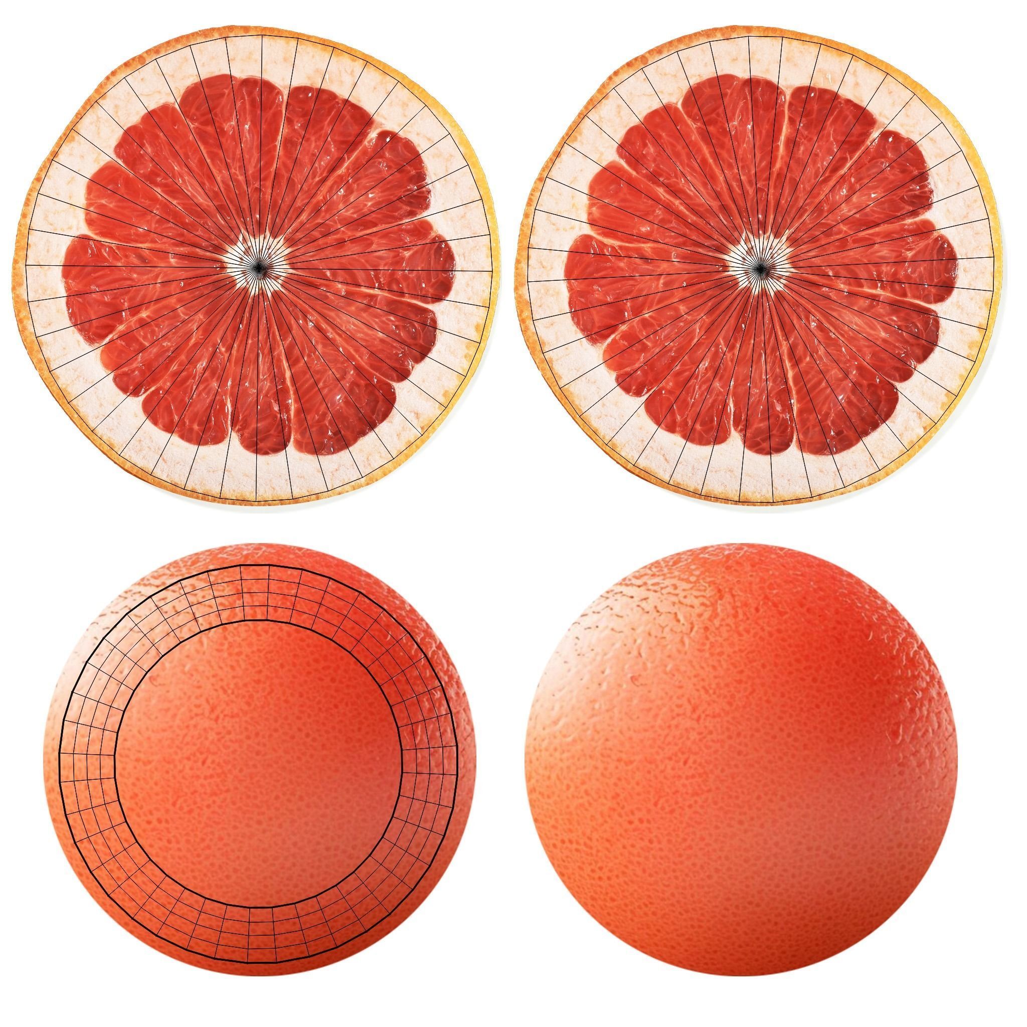 Prop09 A Slice of Grapefruit Low-poly 3D model_10