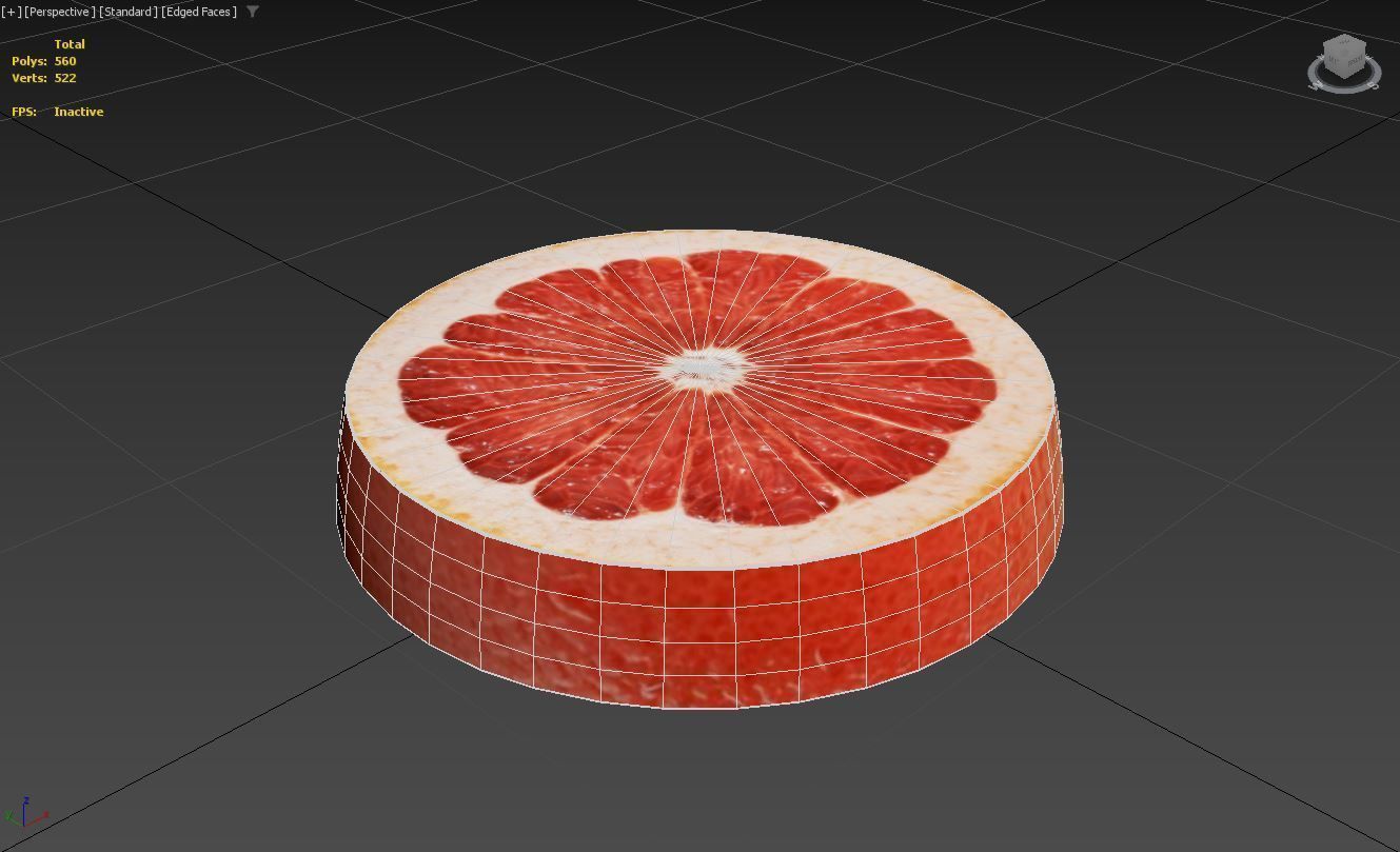Prop09 A Slice of Grapefruit Low-poly 3D model_9