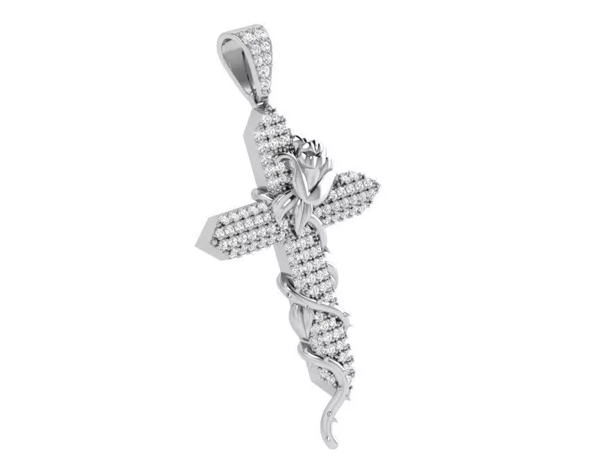 Cross With Rose Pendant 4050 3D print model