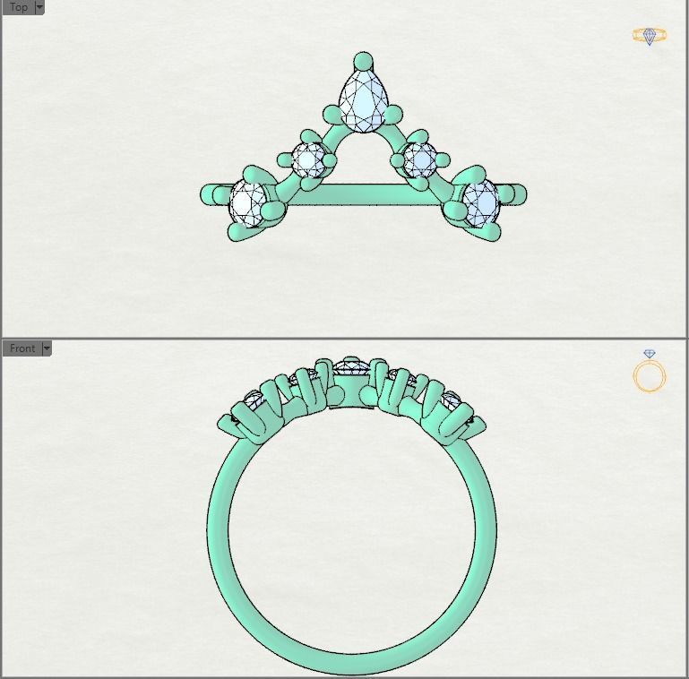V Shape engagement ring  3D print model_11