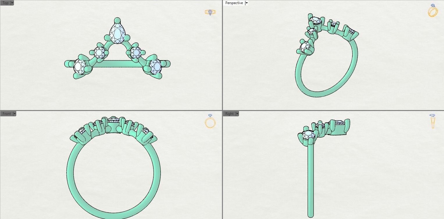 V Shape engagement ring  3D print model_13