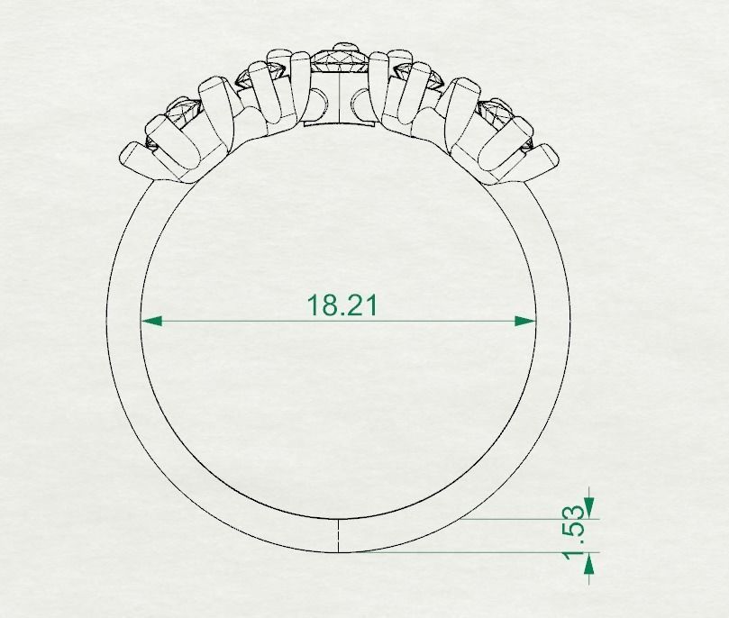 V Shape engagement ring  3D print model_8