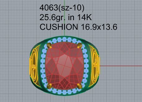 Cushion Halo Euro Shank Ring 4063 3D print model_4