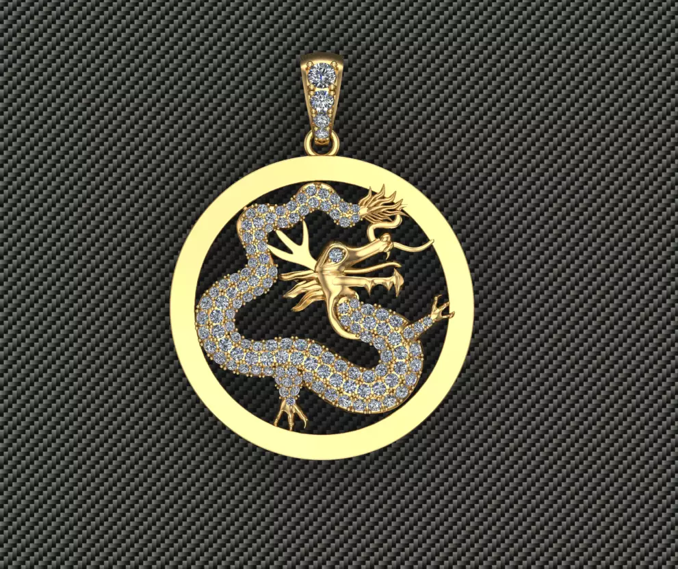 Chinese Dragon Pendant  3D print model_0