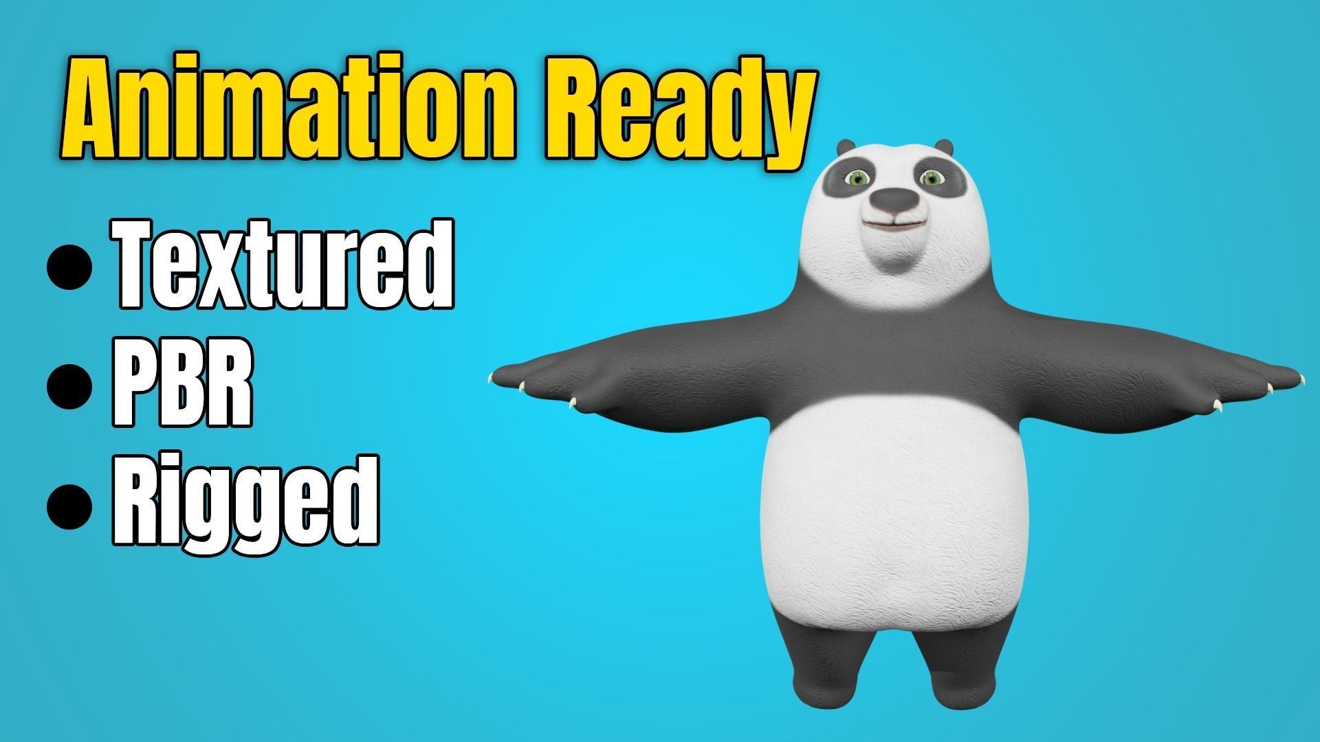 3D model Cartoon Panda LowPoly 3D model Rigged Blender Ready VR / AR ...