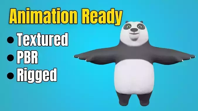 Cartoon Panda LowPoly 3D model Rigged Blender Ready  Low-poly 3D model