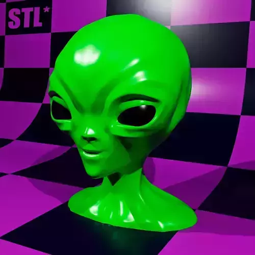 Cute Alien Bust Sculpture 3D Print Model UFO