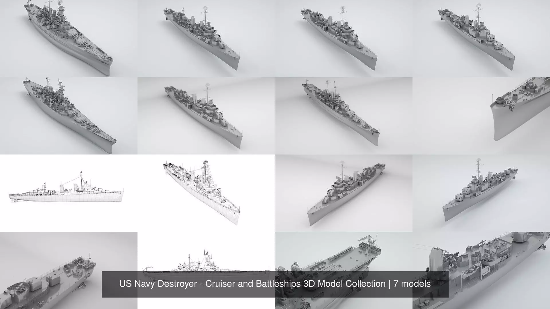 US Navy Destroyer - Cruiser and Battleships 3D Model Collection_0